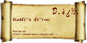 Dudás Áron névjegykártya